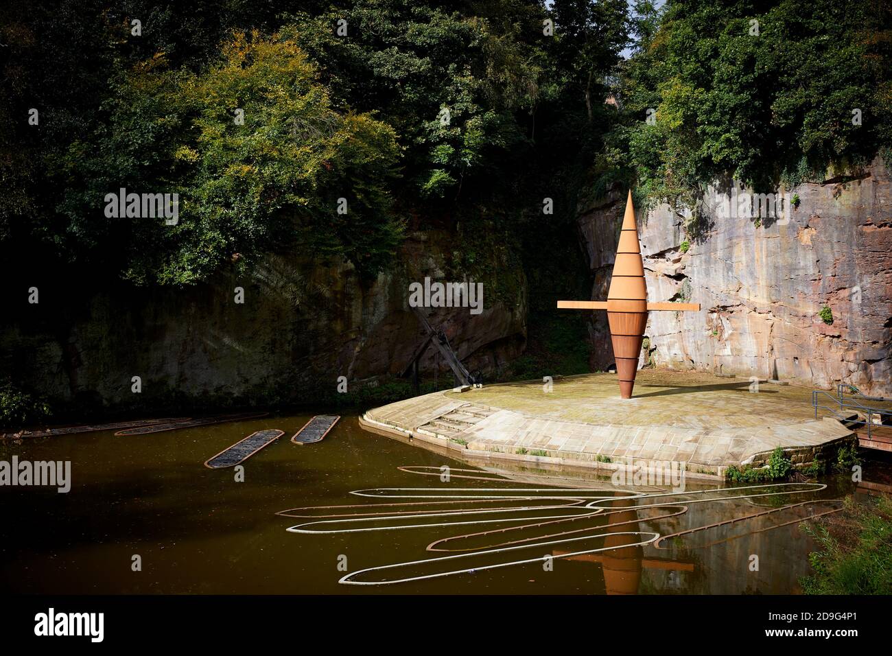 Corten Stahlskulptur für Worsley Delph Becken Projekt von DP Strukturen am Bridgewater Kanal Stockfoto