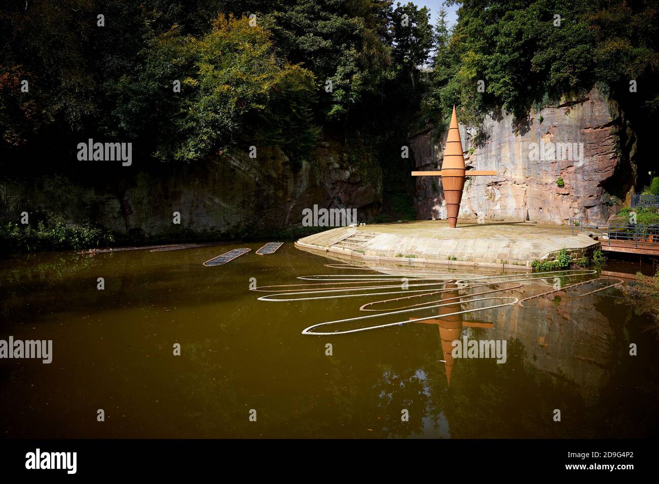 Corten Stahlskulptur für Worsley Delph Becken Projekt von DP Strukturen am Bridgewater Kanal Stockfoto