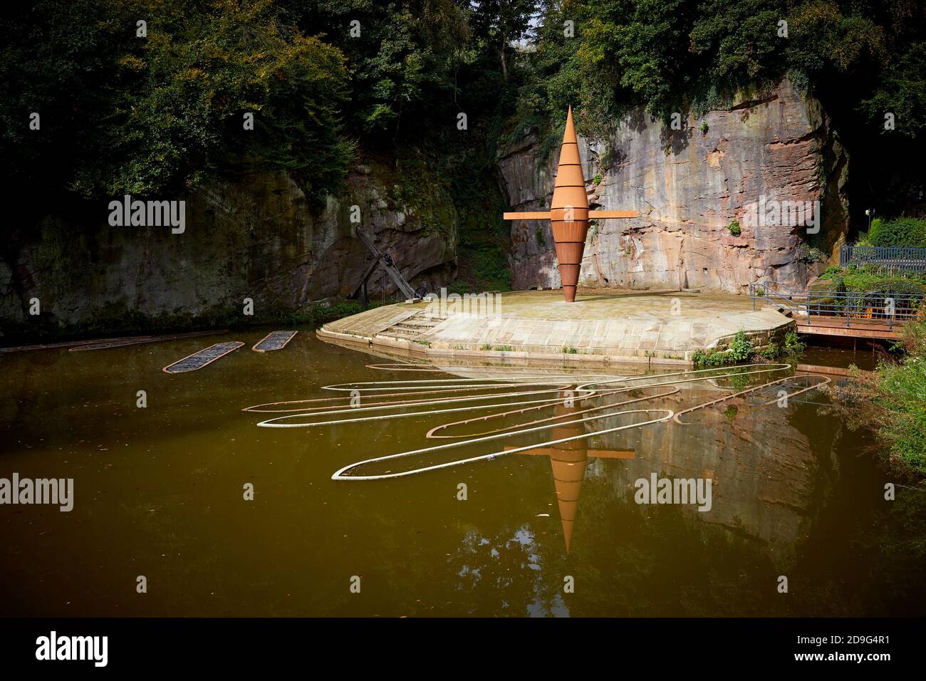Corten Stahlskulptur für Worsley Delph Becken Projekt von DP Strukturen am Bridgewater Kanal Stockfoto