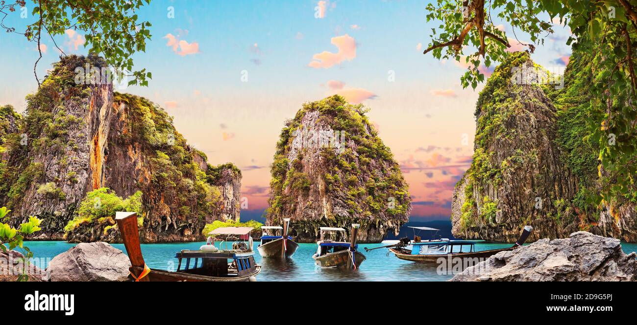 Landschaft Thailand Meer und Insel.Abenteuer und Reisekonzept.landschaftliche Landschaft.Phuket Meereslandschaft Stockfoto