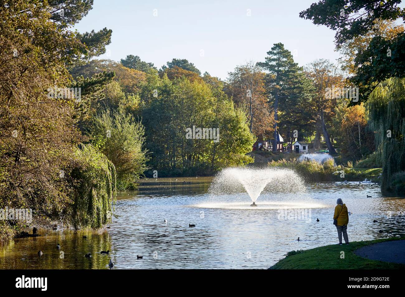 Herbst im Southport Hesketh Park viktorianische Gewächshäuser Stockfoto