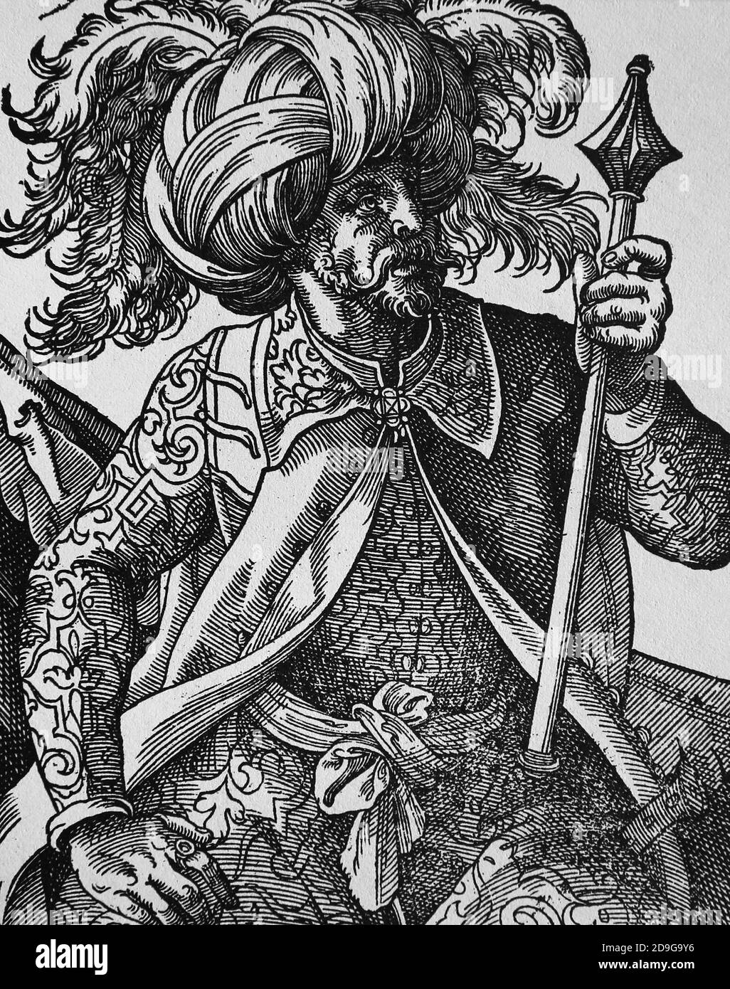 Moderne Zeit. Osmanisches Reich. 16. Jahrhundert. Turk mit Keule . Stich von Jost Amman, 16. Jahrhundert. Stockfoto