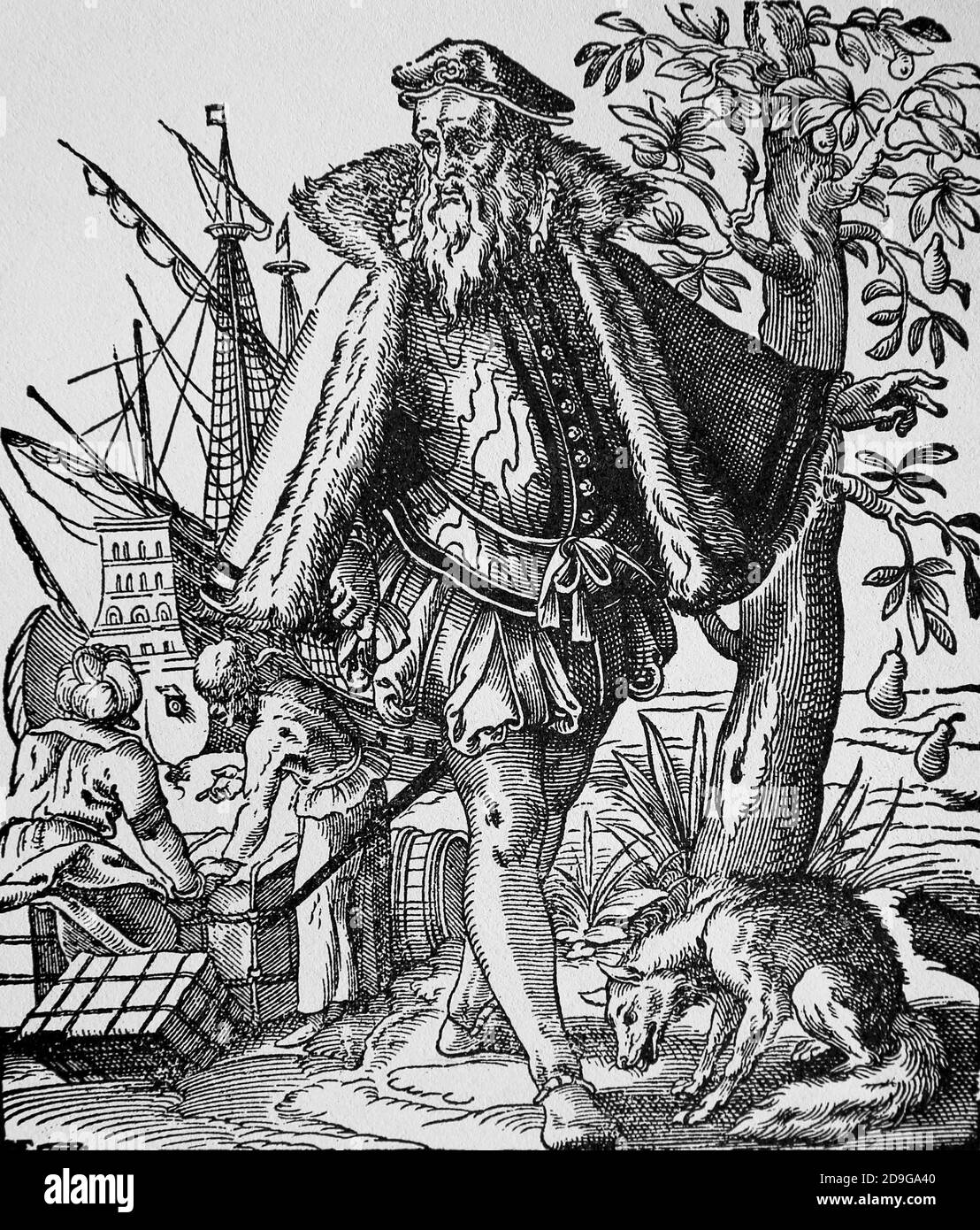 Moderne Zeit. Renaissance. 16. Jahrhundert. Europa. Händler. Stich von Jost Amman, 1599. Spätere Färbung. Stockfoto