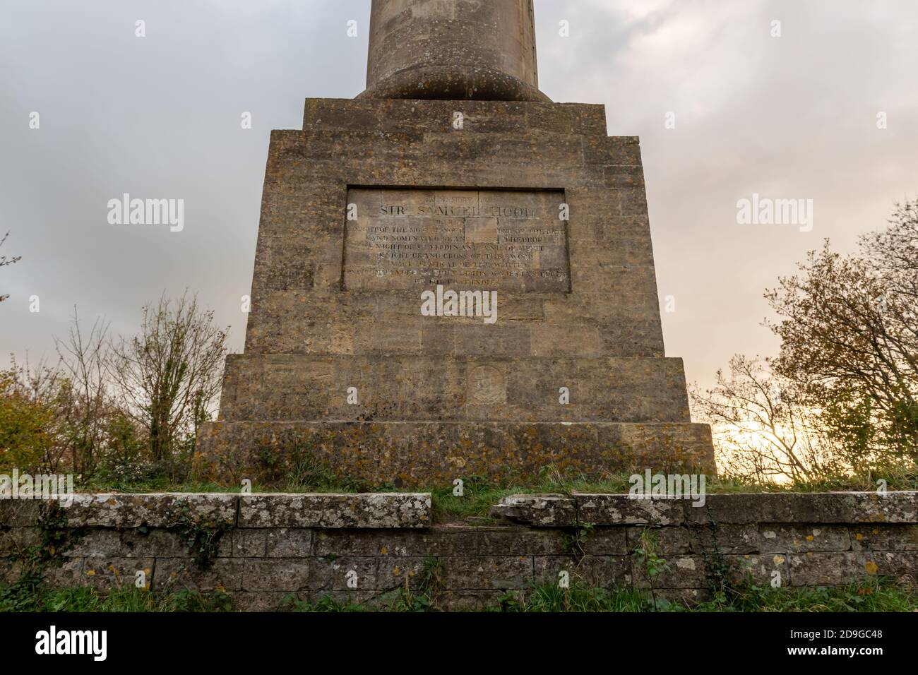 Blick auf das Admiral Hood Monument in der Nähe von Compton Dundon in somerset Stockfoto