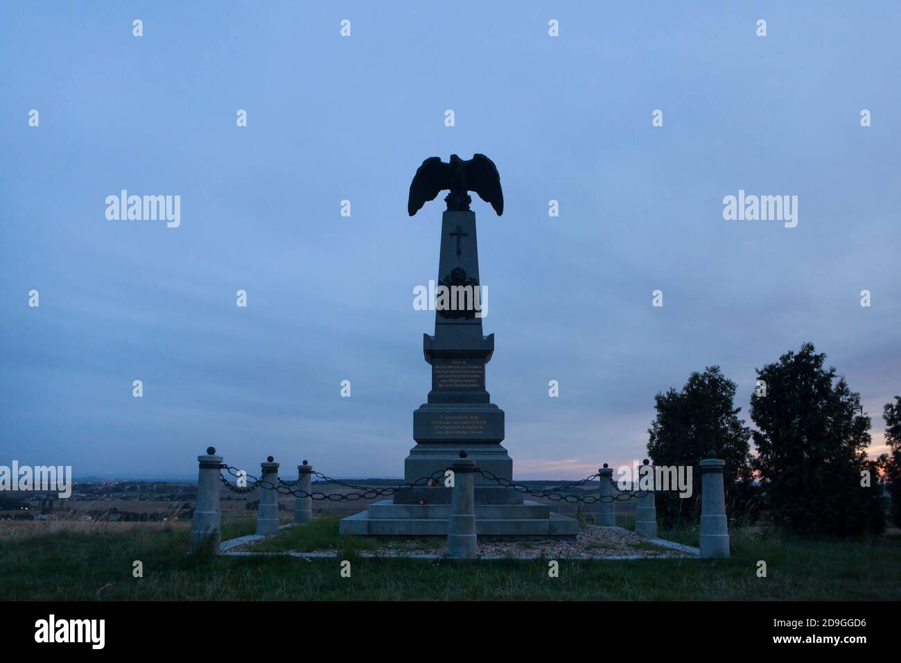 Denkmal des 1. Österreichischen Korps auf dem Schlachtfeld der Schlacht von Königgrätz am 3. Juli 1866 bei Chlum in Ostböhmen, Tschechien. Stockfoto