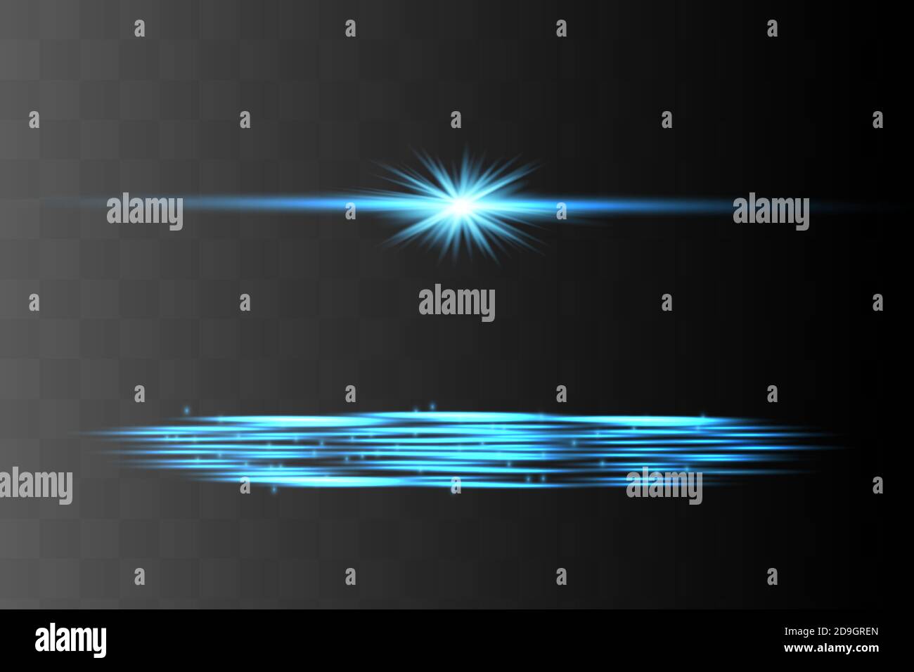 Blaue horizontale Fackeln Packung. Laserstrahlen Stock Vektor