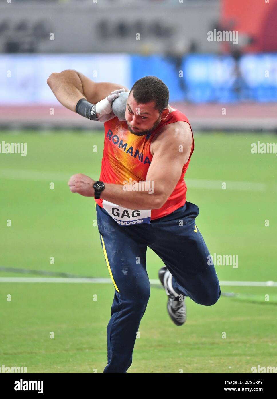 Andrei Marius Gag (Rumänien). Shot Put Men, Qualifikationsrunde. IAAF Leichtathletik-Weltmeisterschaften, Doha 2019 Stockfoto