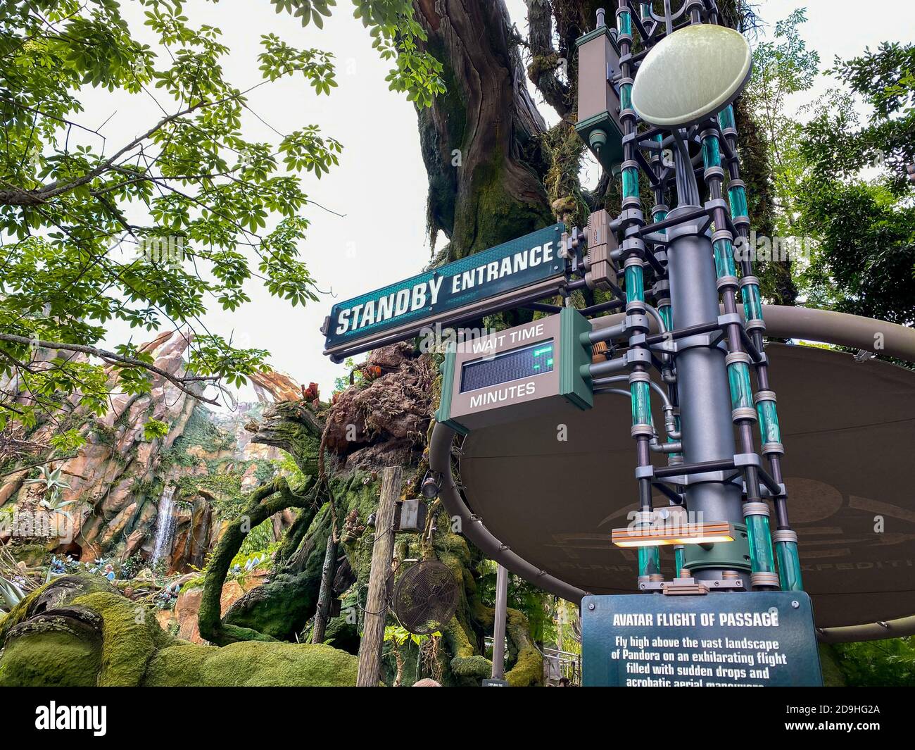 Orlando, FL/USA-7/18/20: Der Eingang von Flight of Passage in der Pandora-Gegend von Animal Kingdom in Disney World. Stockfoto