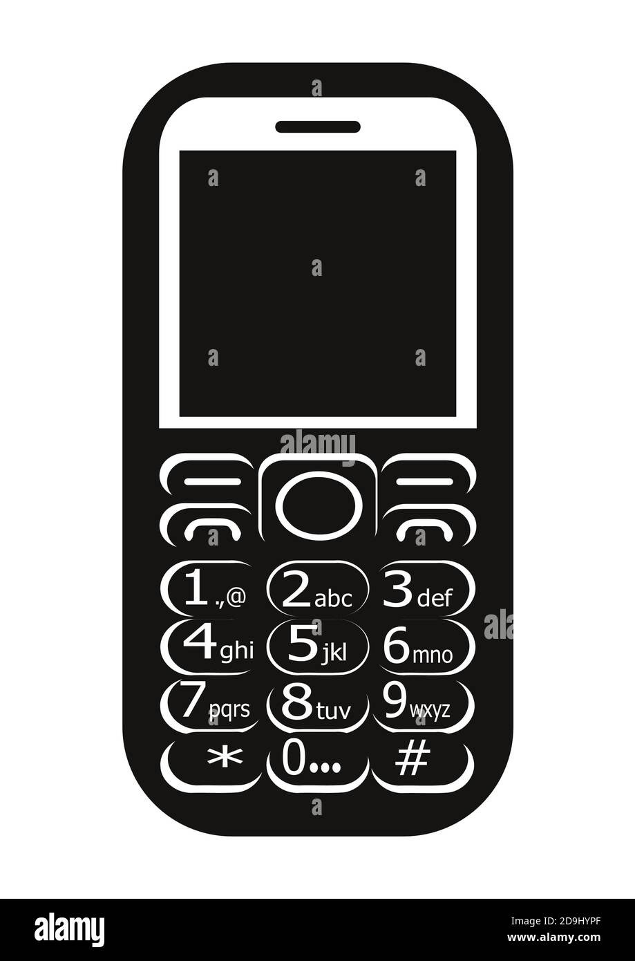 Bild einer schwarzen Farbe, 2g Feature Telefon Vektor Grafik-Design mit in numerischer Tastatur. Stockfoto