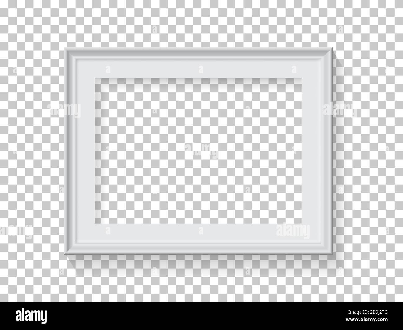 Weißer Rahmen für Bild auf transparentem Hintergrund. Leerraum für Bild, Malerei, Karte oder Foto. 3d realistische moderne Vorlage Vektor Stock Vektor