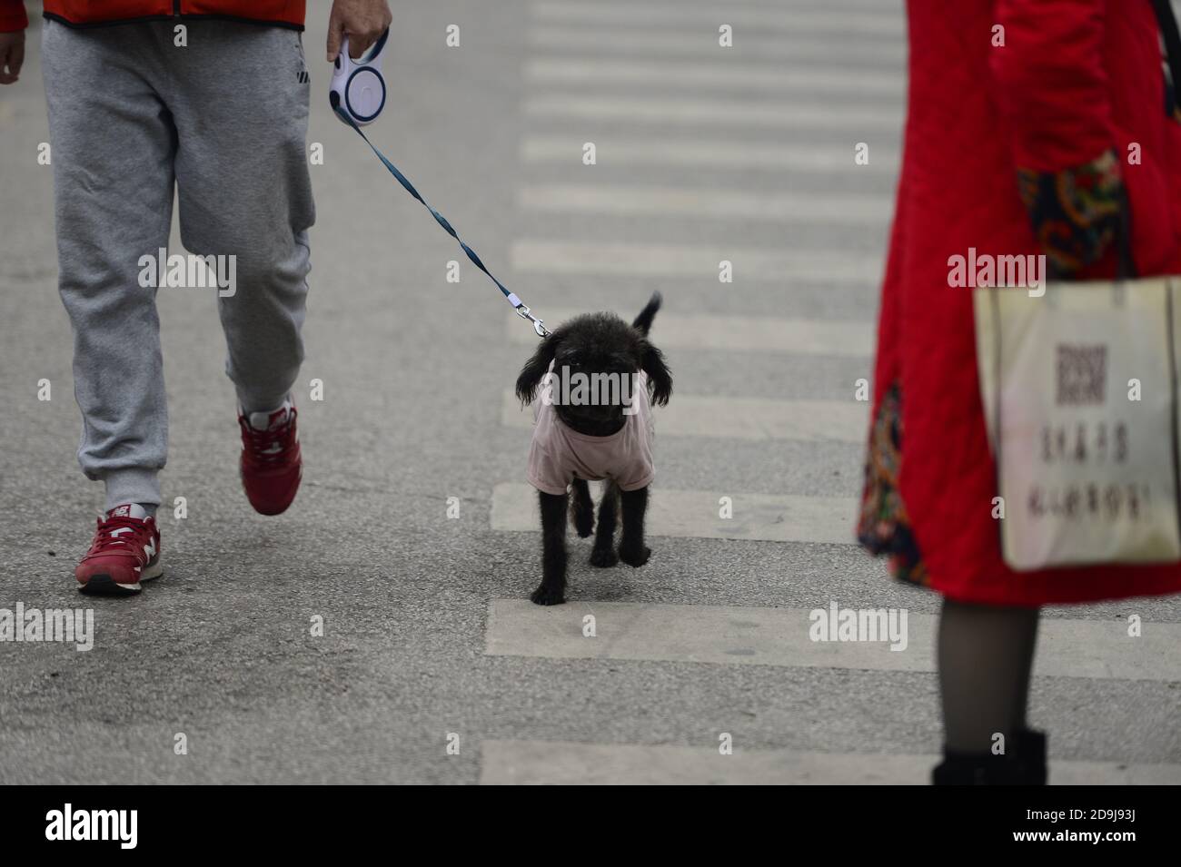 Bürger auf der Straße tragen Wintermantel als die Temperatur stark sinkt, wie die Saison ändert, Kunming Stadt, Südwesten Chinas¯s Yunnan Provinz, 19 O Stockfoto