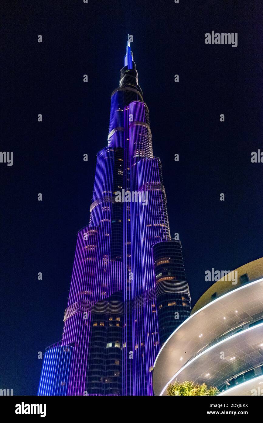 Burj Khalifa bei Nacht Stockfoto