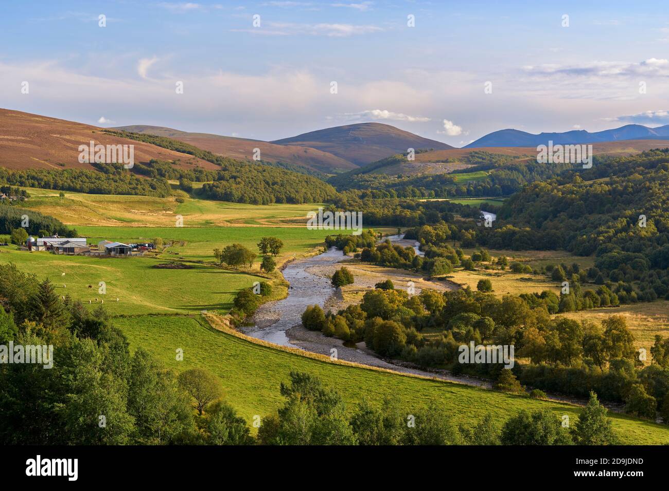 Blick entlang des Flusses Avon, in der Nähe von Tomintoul, Moray, Schottland. Stockfoto