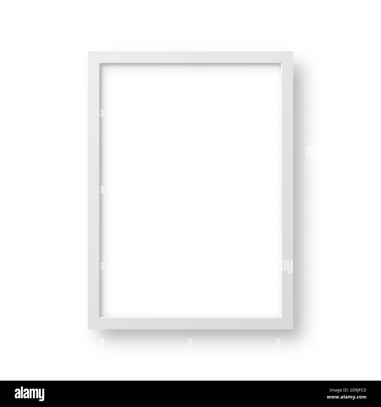 Realistischer Bilderrahmen isoliert auf weißem Hintergrund. Leeres Postermockup. Leerer Fotorahmen. Vektorgrafik. Stock Vektor