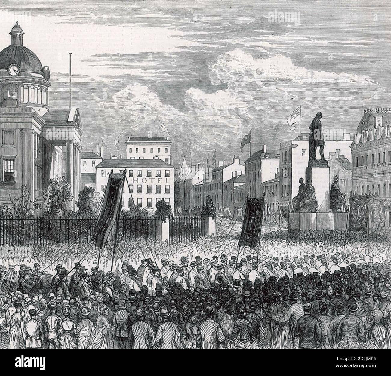 AUSSPERRUNG VON LANDARBEITERN 1874. Die 14,000 starke Gewerkschaftsdemonstration in Manchester zugunsten der Arbeiter aus einem Stich in der Graphic Newspaper. Stockfoto