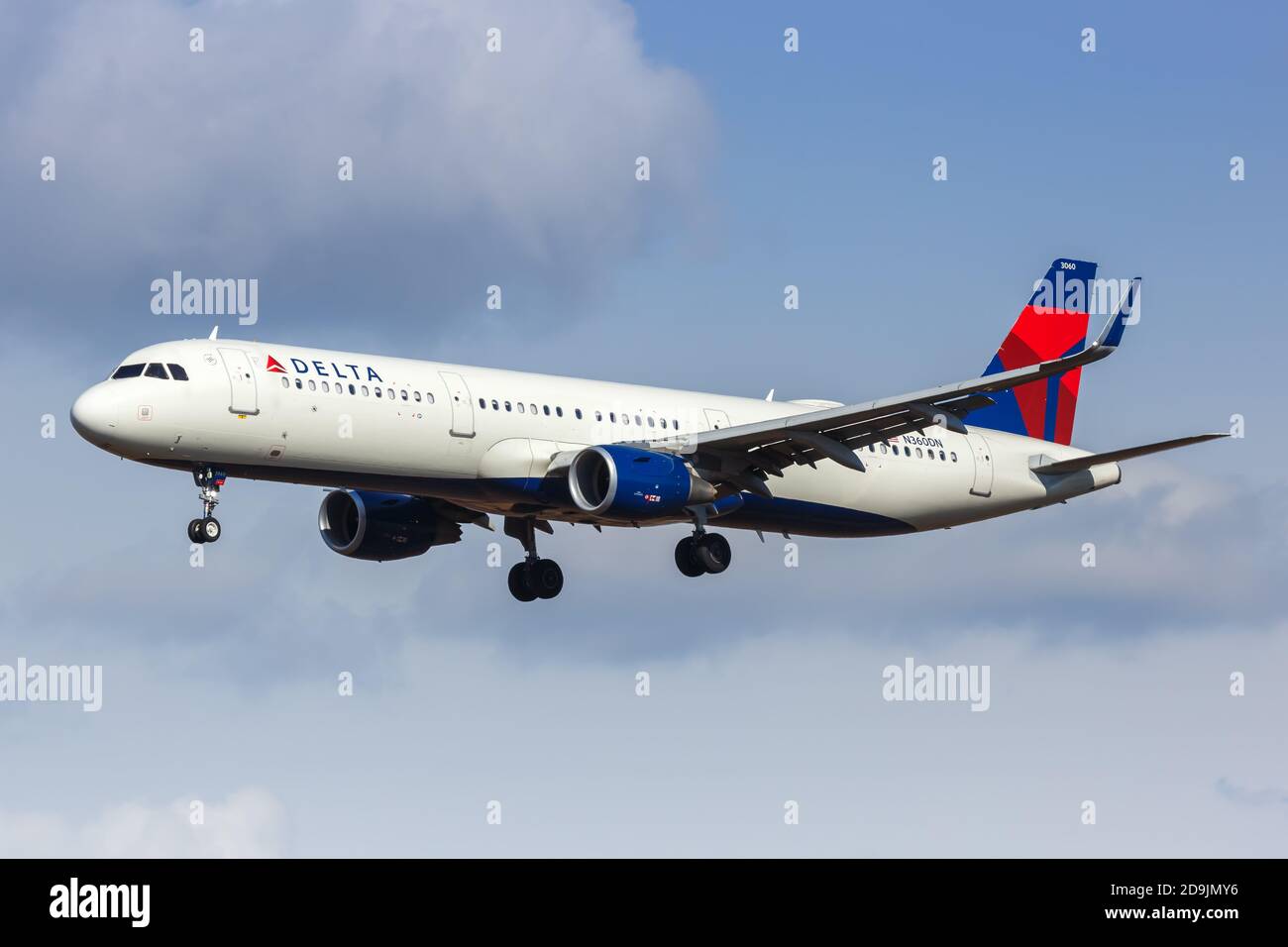 New York City, New York - 29. Februar 2020: Delta Air Lines Airbus A321 am New York JFK Airport in den Vereinigten Staaten. Stockfoto