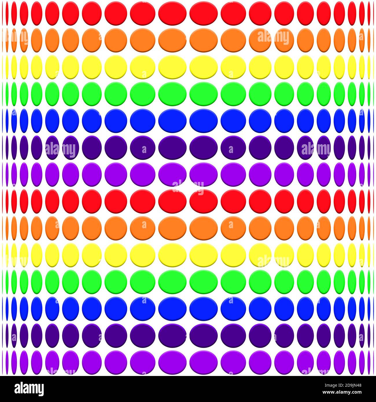 3D-Illusion einer Cyclinder-Form mit Punkten in der Farben des Regenbogens Stockfoto