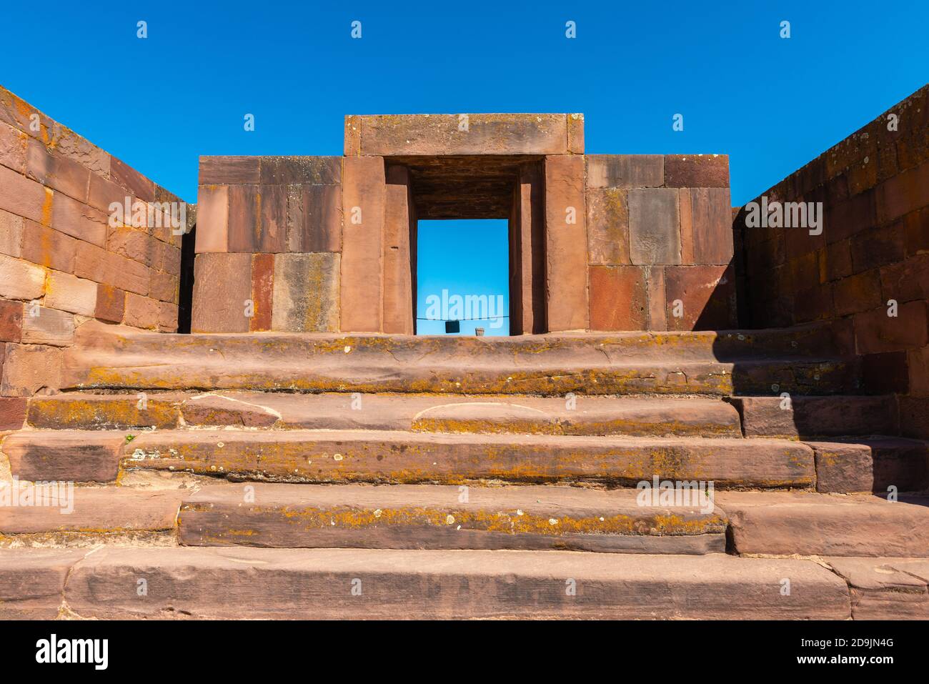 Kalasaya Tempel, archäologische Stätte Tiwanaku oder Tiahuanaco, UNESCO-Weltkulturerbe, Altiplano, La Paz, Bolivien, Lateinamerika Stockfoto
