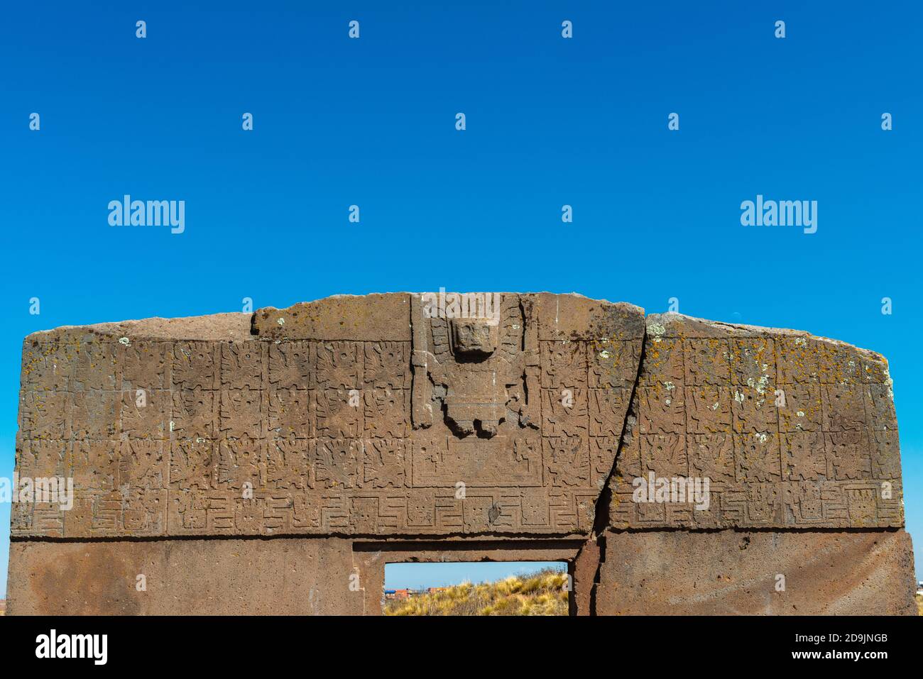 Puerta del sol, Kalasaya, archäologische Stätte Tiwanaku oder Tiahuanaco, UNESCO-Weltkulturerbe, Altiplano, La Paz, Bolivien, Lateinamerika Stockfoto