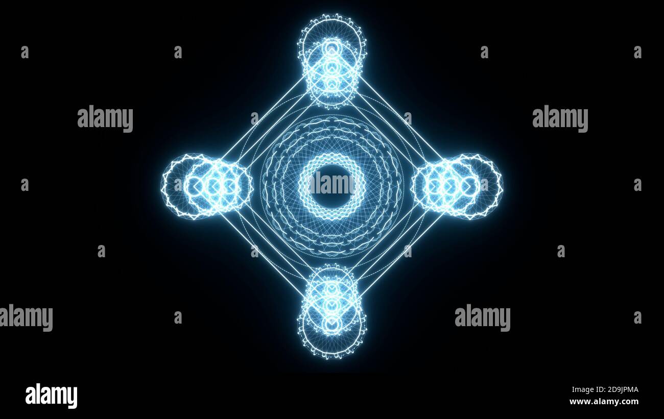 Abstract 3D, Mystical Energy Power Shield mit beleuchtetem 3D-Rendering Stockfoto