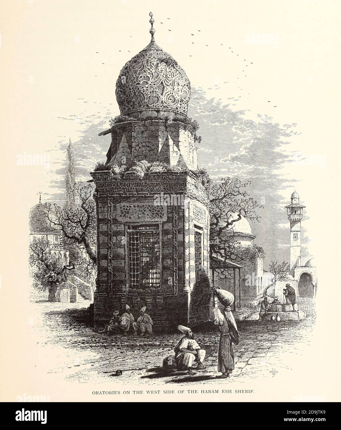 Oratorien an der Westseite von Haram Esh Sherif [Sharif], Jerusalem aus dem Buch malerische Palästina, Sinai und Ägypten von Oberst Wilson, Charles William, Sir, 1836-1905. Erschienen in New York bei D. Appleton and Company 1881 mit Gravuren in Stahl und Holz nach Originalzeichnungen von Harry Fenn und J. D. Woodward Band 1 Stockfoto