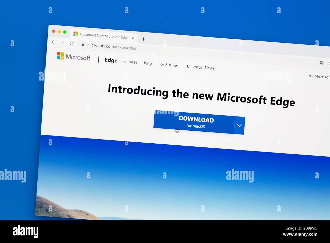 Ostersund, Schweden - 6. November 2020: Microsoft Edge Homepage auf einem Computerbildschirm. Microsoft Edge ist ein von Microsoft entwickelter Webbrowser. Stockfoto