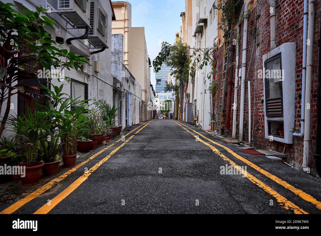 Eine leere Straße in Chinatown. Stockfoto