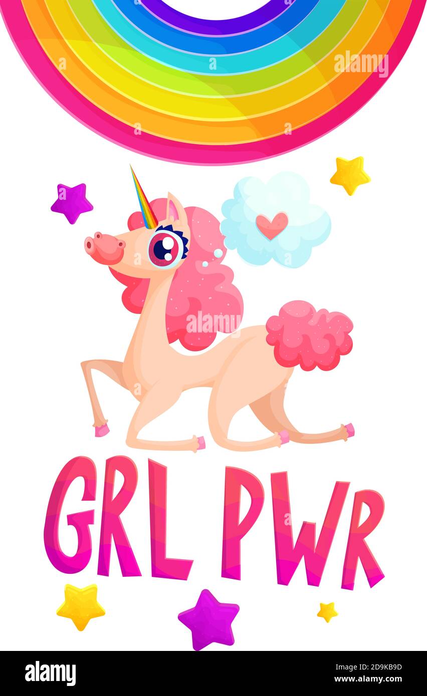 GRL pwr Einhorn-Poster Stock Vektor