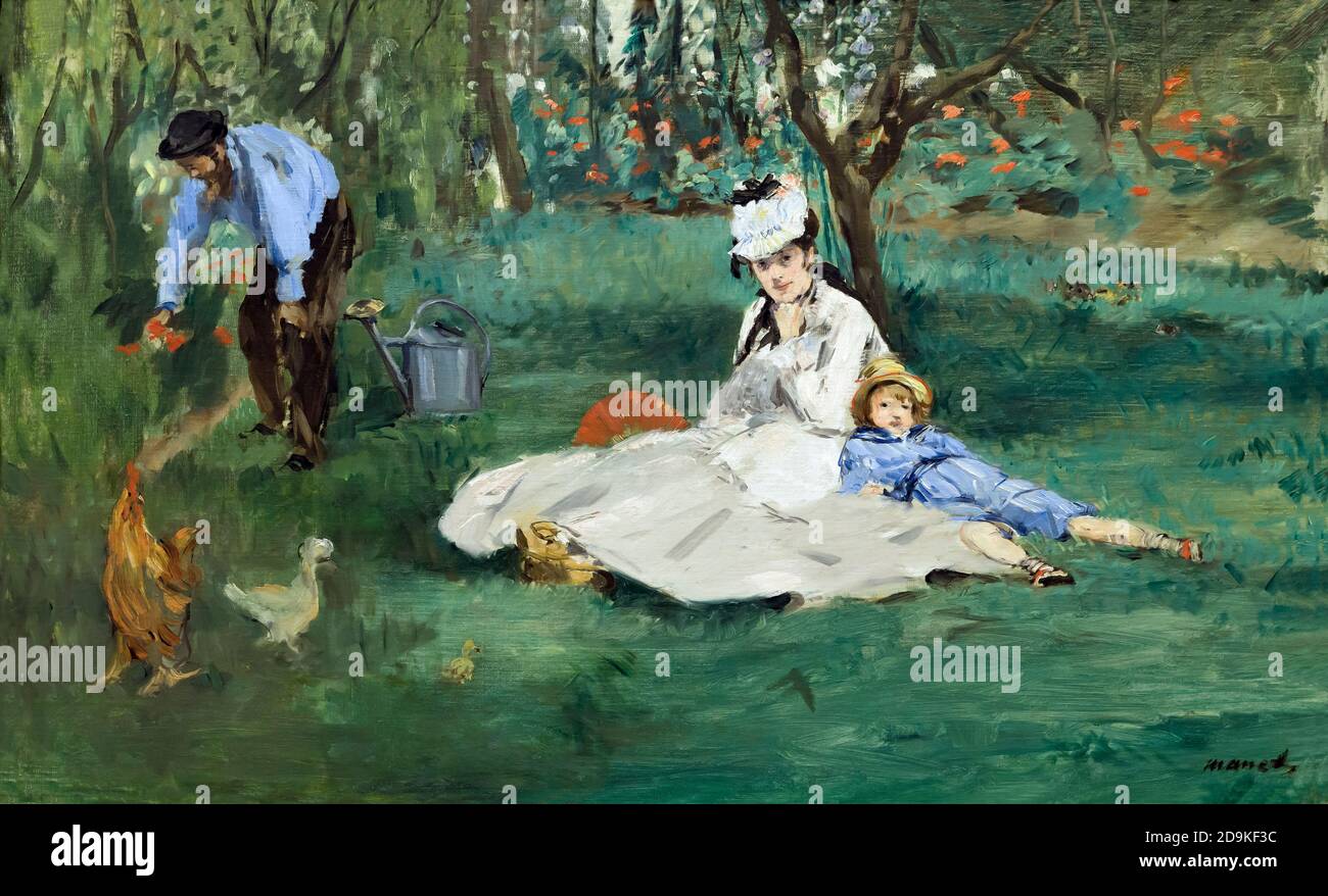 Das Monet-Familie in Ihrem Garten in Argenteuil, Edouard Manet, 1874, Metropolitan Museum der Kunst, Manhattan, New York City, USA, Nordamerika Stockfoto