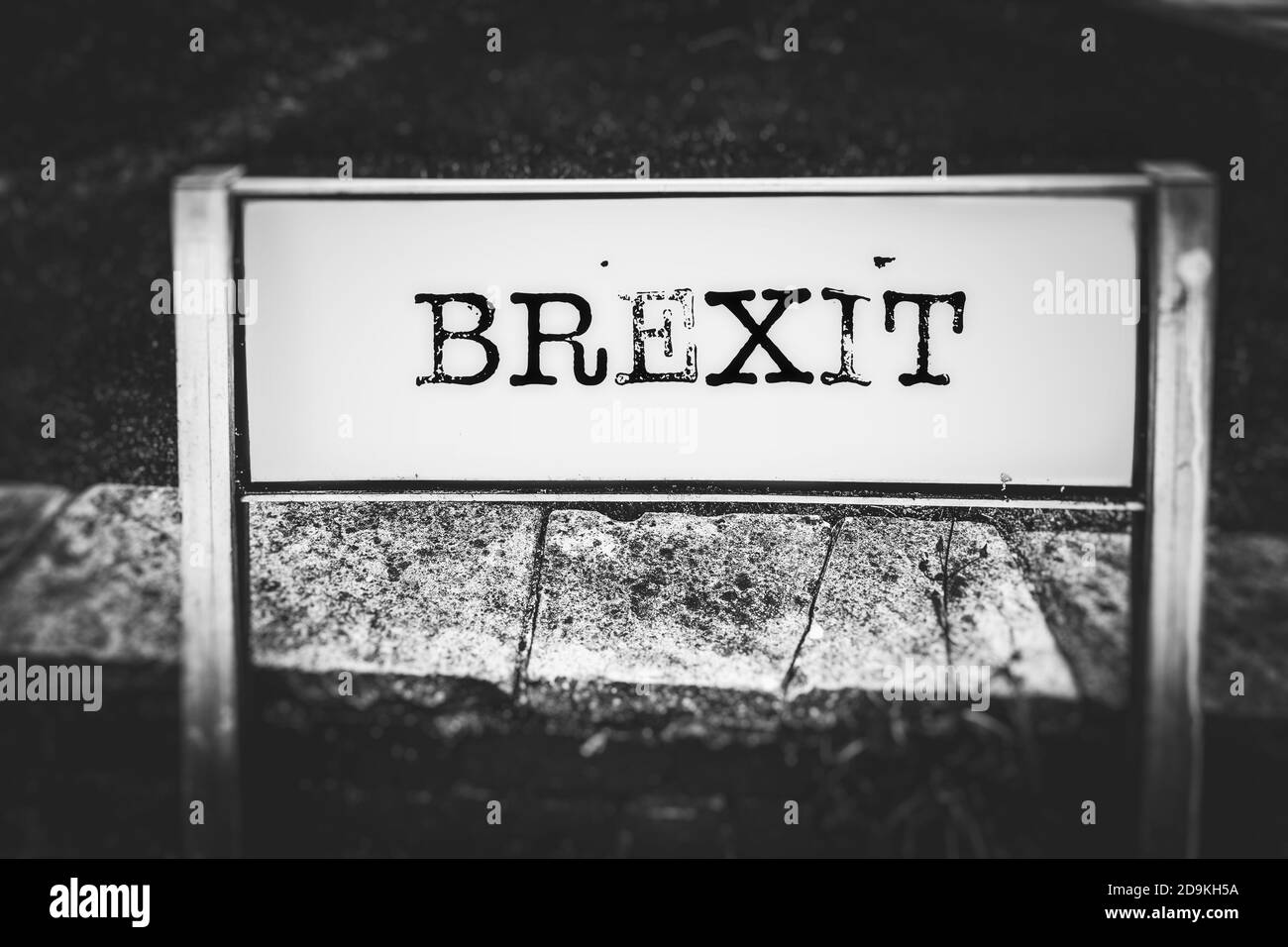 Brexit auf einem Straßenschild Stockfoto