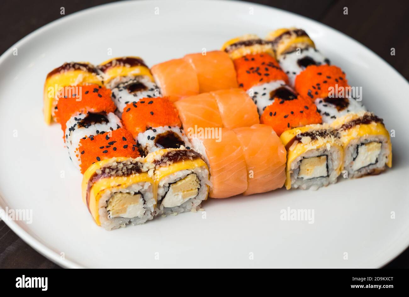 Sushi-Set aus nächster Nähe Stockfoto