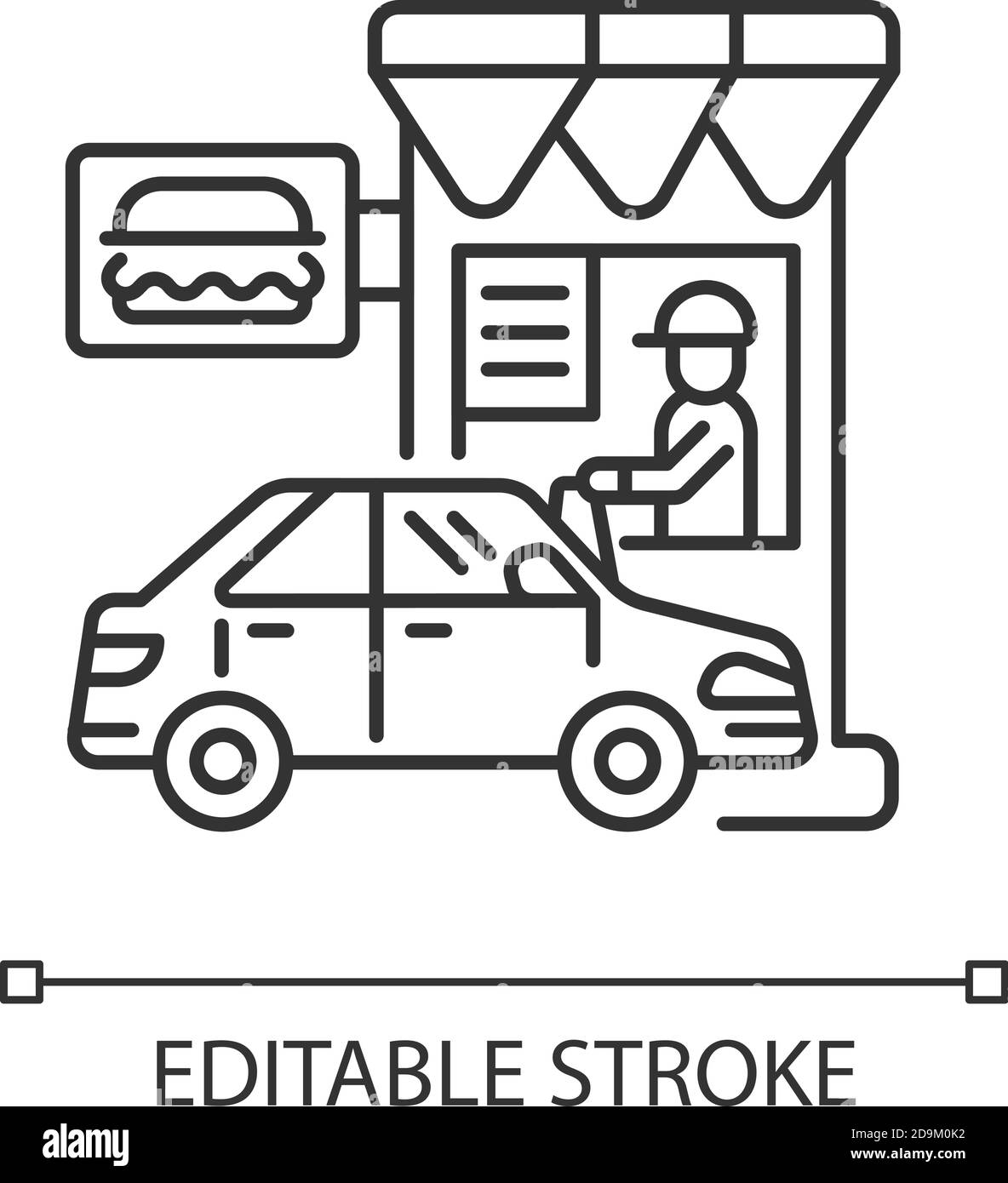 Fahren Sie durch das lineare Symbol des Restaurants Stock Vektor