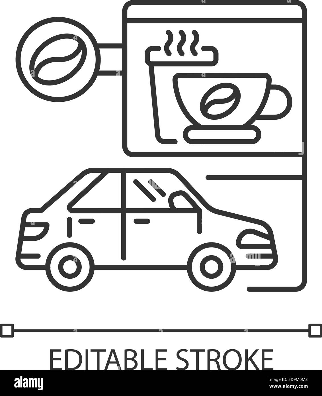 Fahren Sie durch das Café Linear Icon Stock Vektor