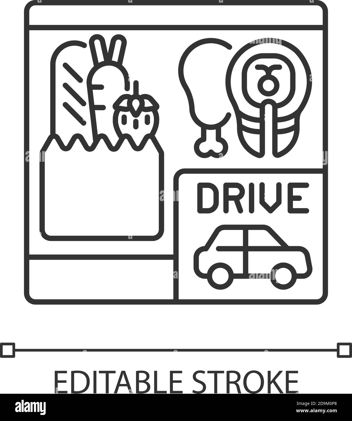 Fahren Sie durch Lebensmitteleinkauf lineare Symbol Stock Vektor