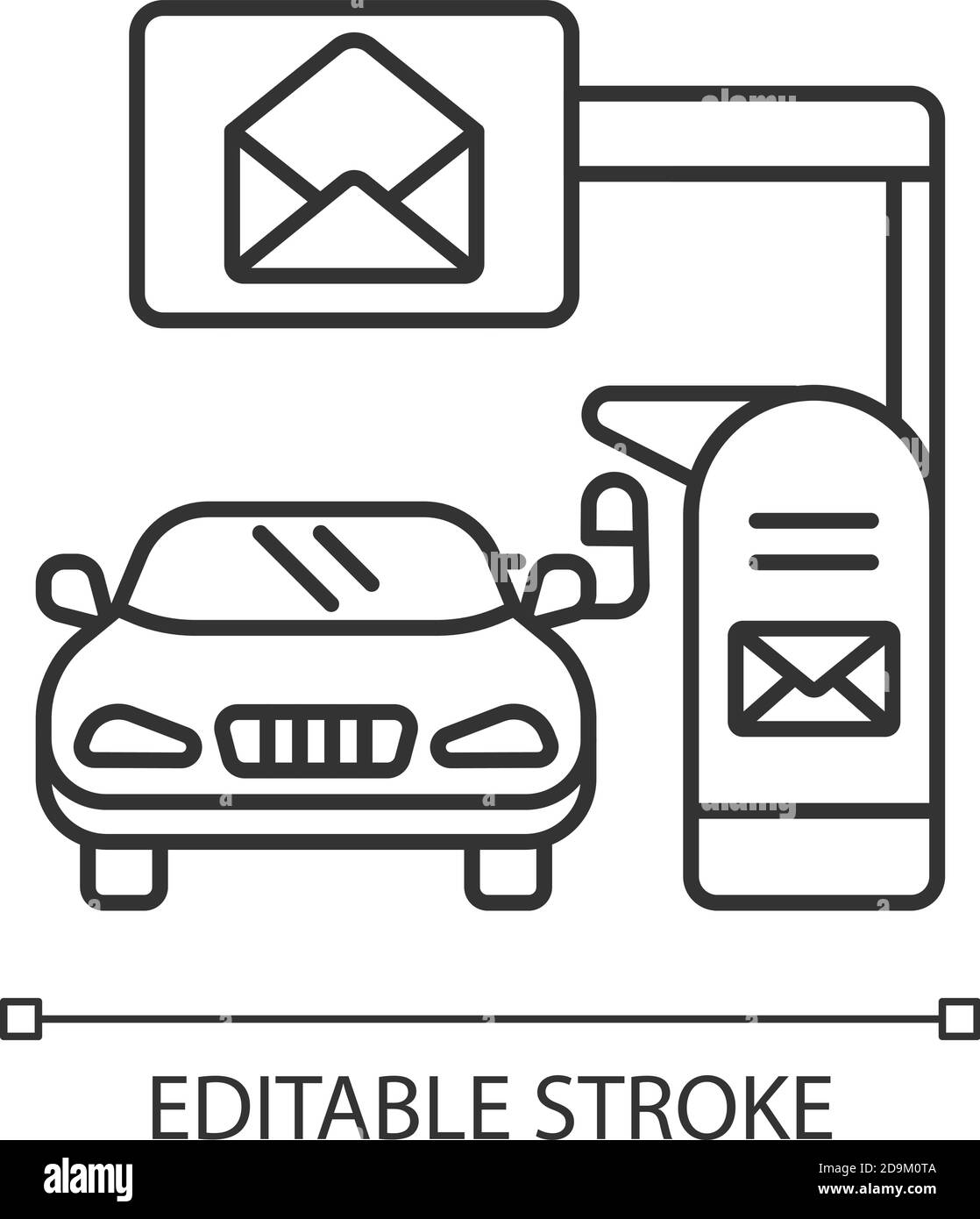 Durch das lineare Symbol der Mailbox fahren Stock Vektor