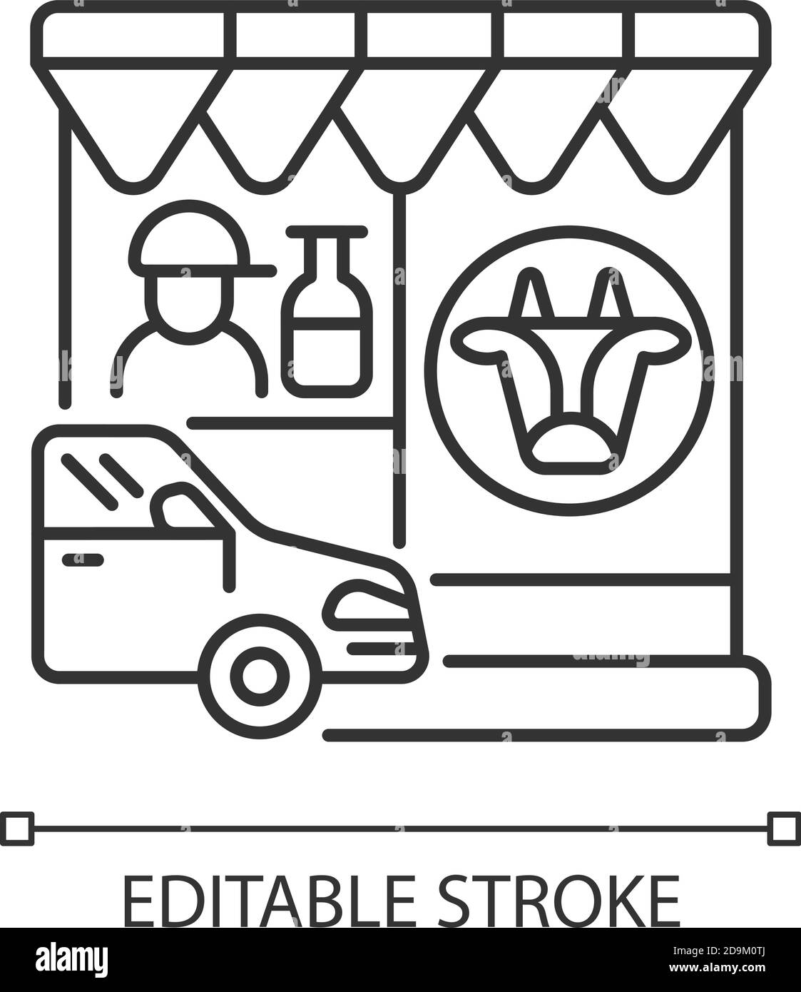 Fahren Sie durch Molkerei lineares Symbol Stock Vektor