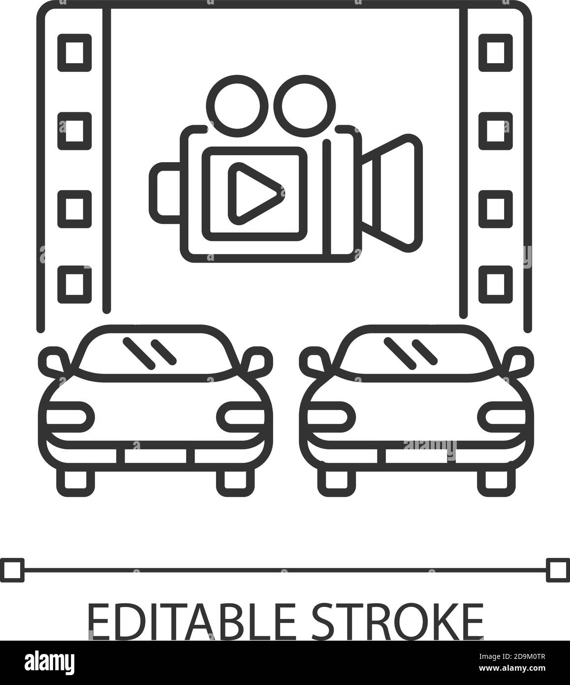 Fahren Sie durch das lineare Symbol des Kinos Stock Vektor
