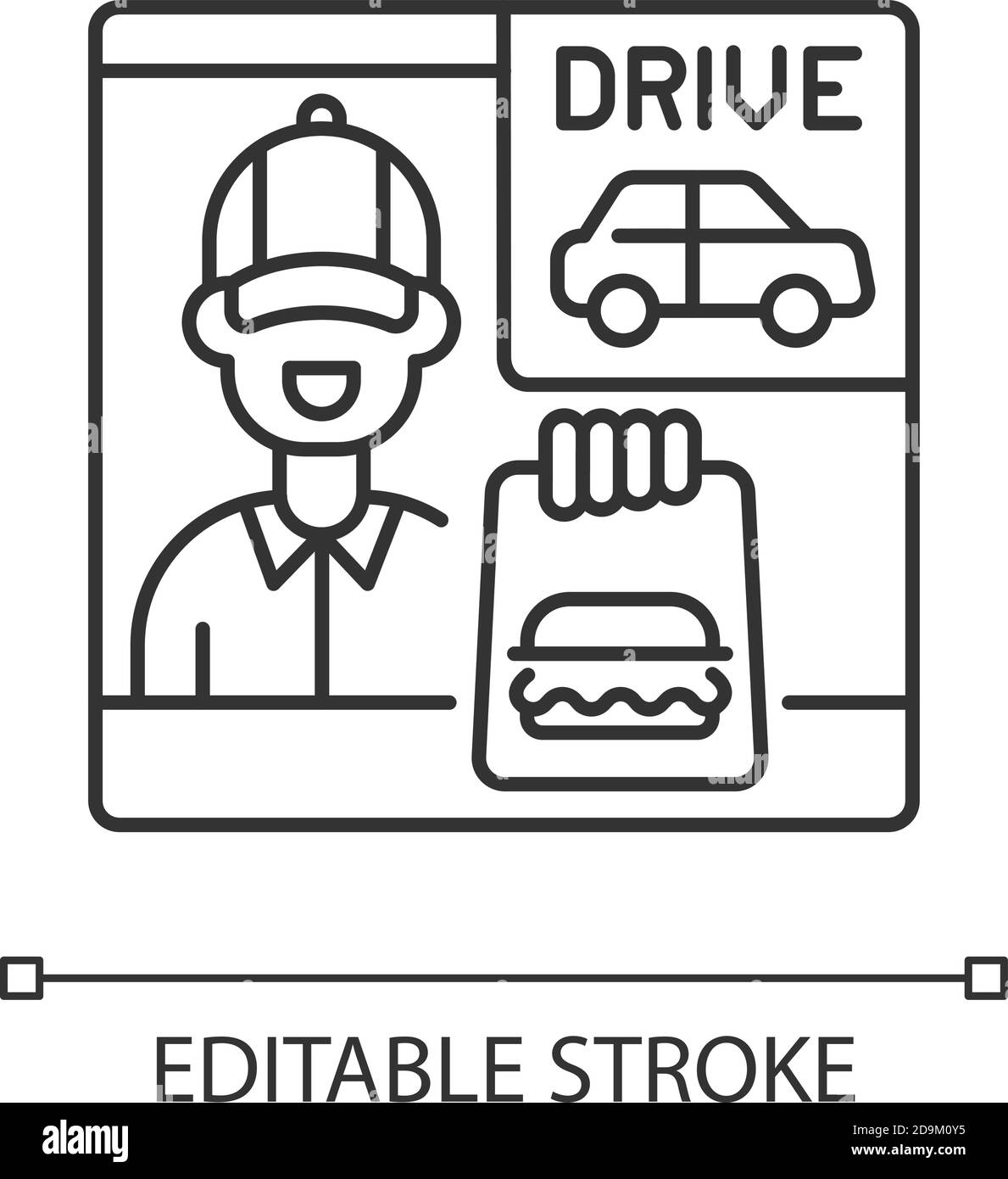 Fahren Sie durch das lineare Symbol des Fensters Stock Vektor