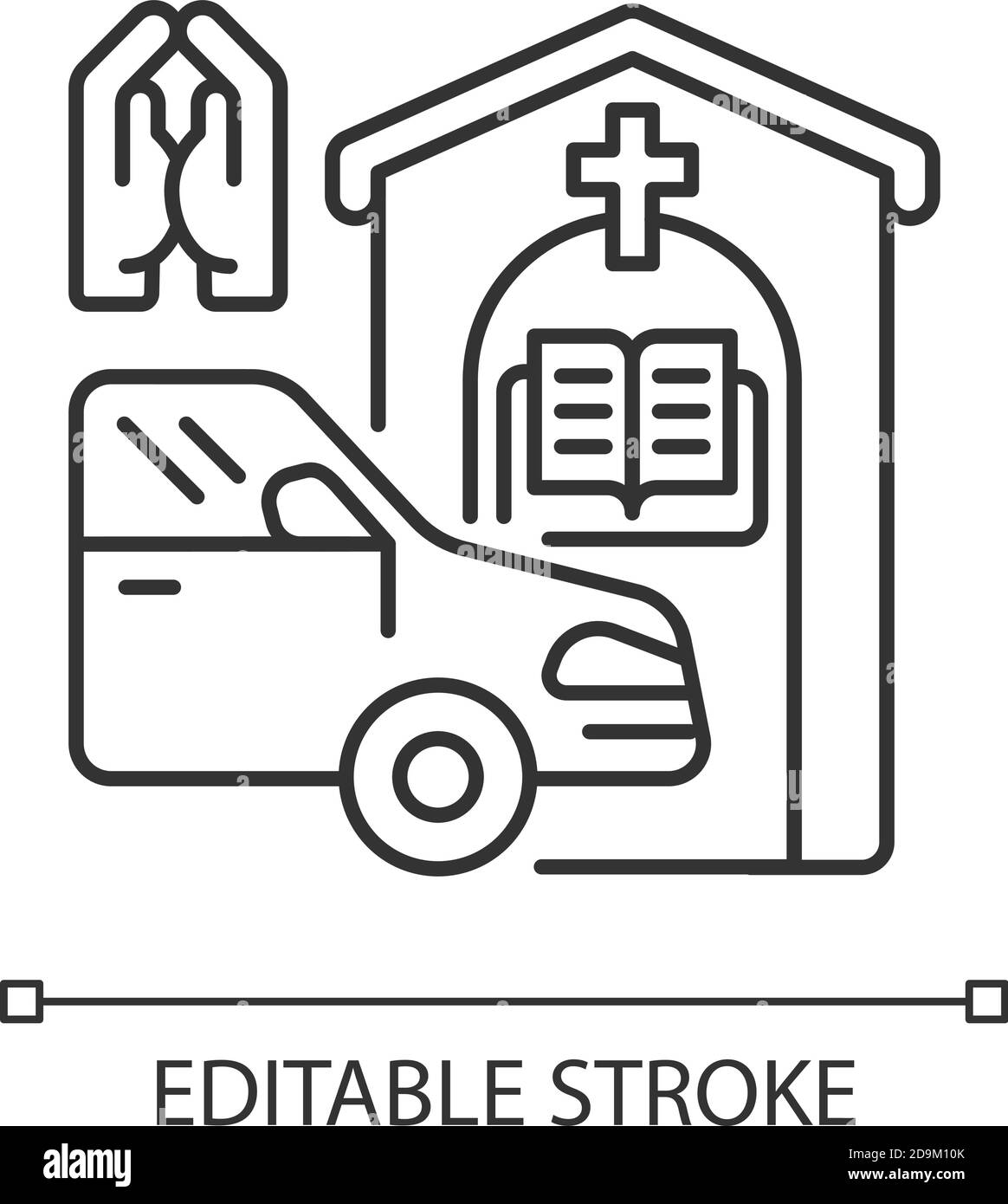 Fahren Sie durch Gebetskabine lineare Ikone Stock Vektor