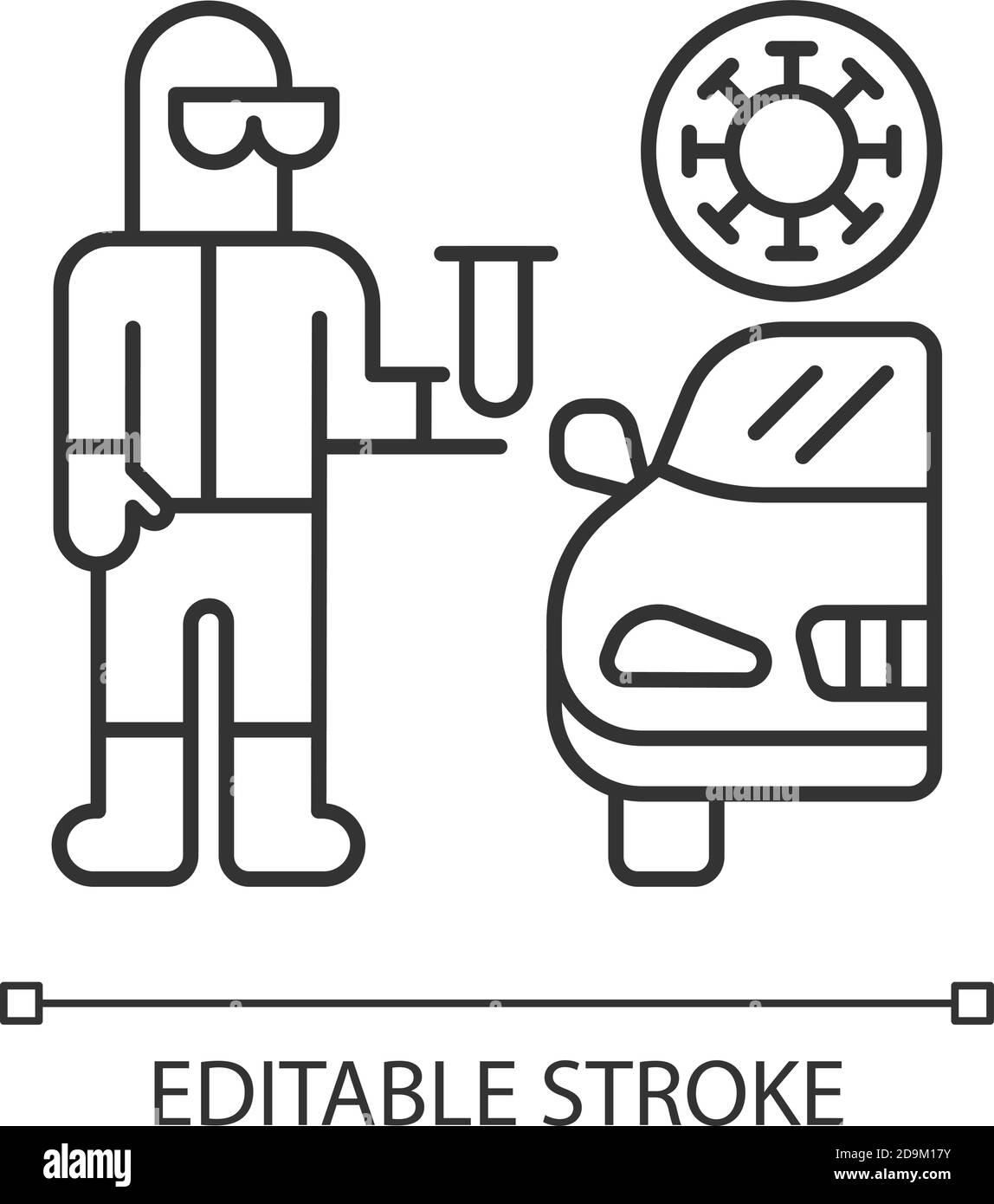 Fahren Sie durch covid Test linear Symbol Stock Vektor