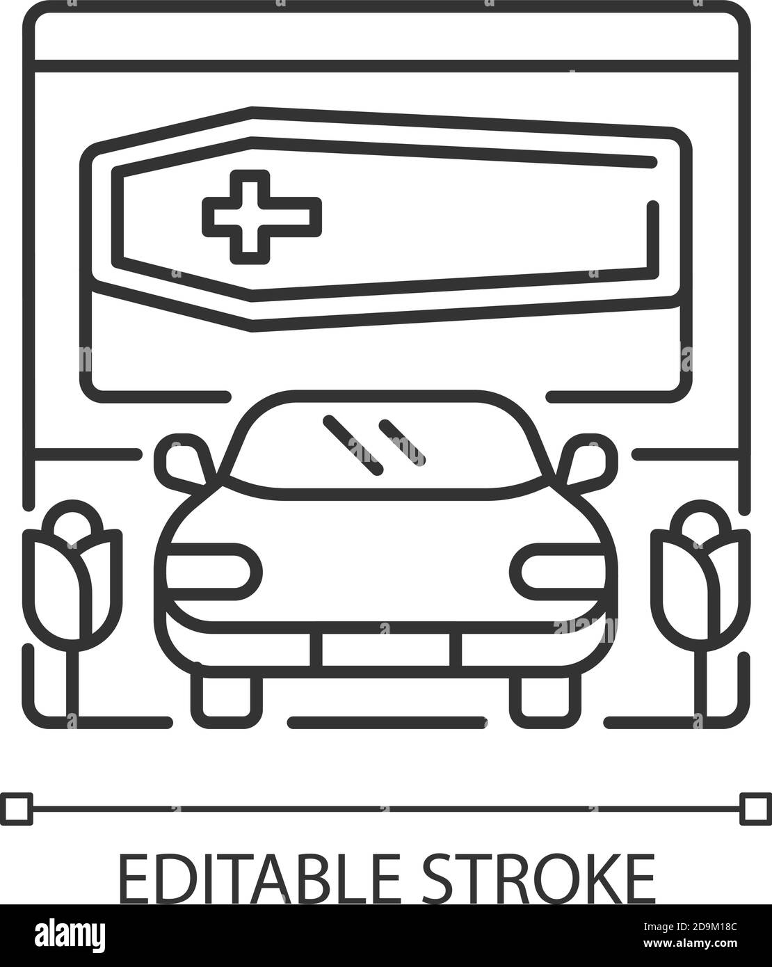 Fahren Sie durch Beerdigung Hause lineare Ikone Stock Vektor
