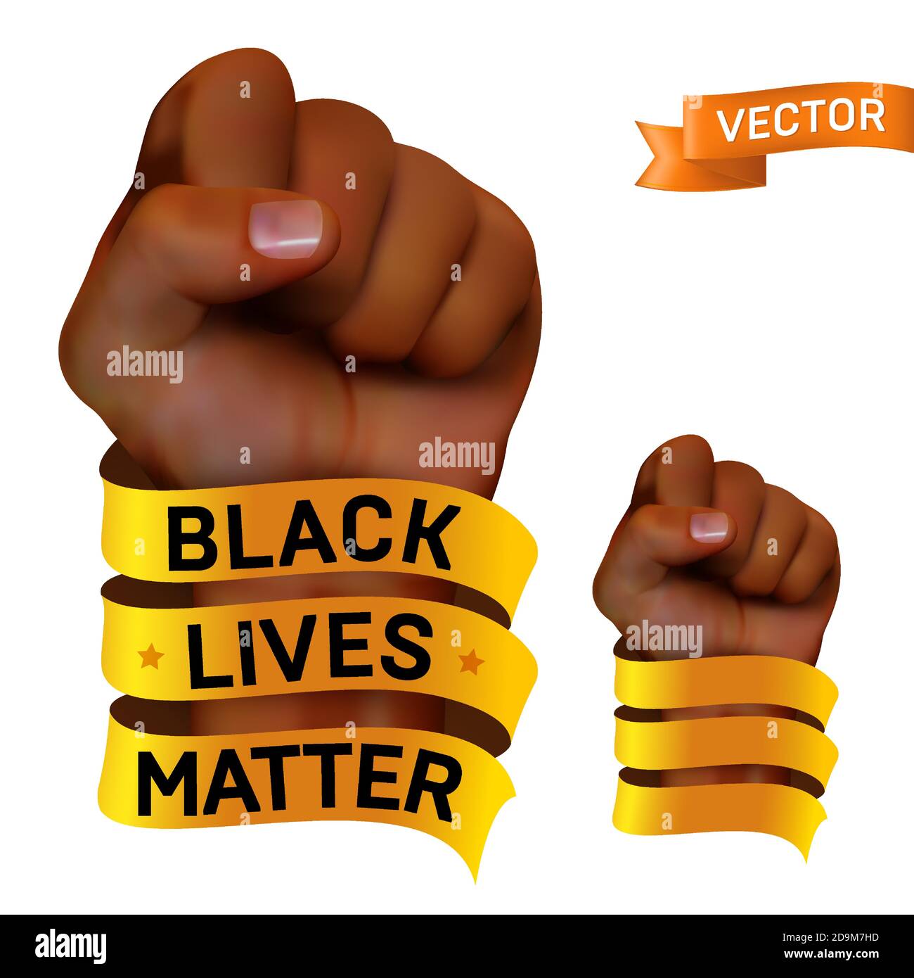 Schwarze Leben Materie Bewegung gegen Rassismus. Vector Protestplakat oder Banner über die Menschenrechte von schwarzen Menschen in den USA mit erhobener Faust von afrikanischen Menschen Stock Vektor