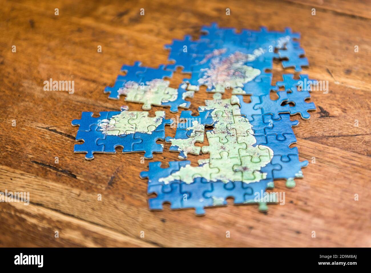 Jigsaw-Karte von Großbritannien mit Trennung von England, Schottland, Wales und Irland Stockfoto