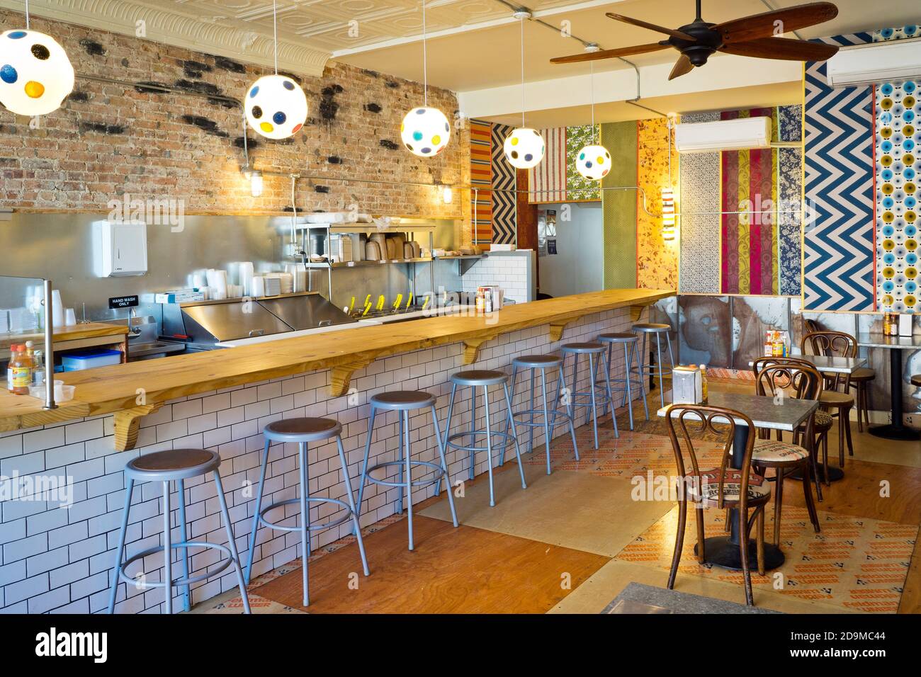 Oaxaca Tacos Bar Sitzplätze Stockfoto