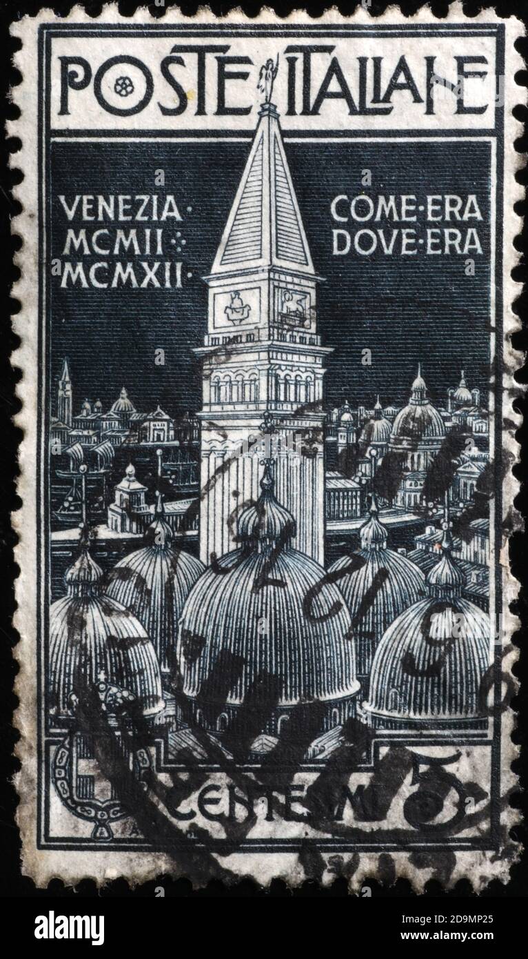 Alte italienische Briefmarke von Venedig Stockfoto
