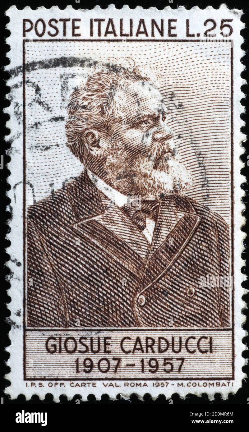 Giosuè Carducci auf alter italienischer Briefmarke Stockfoto