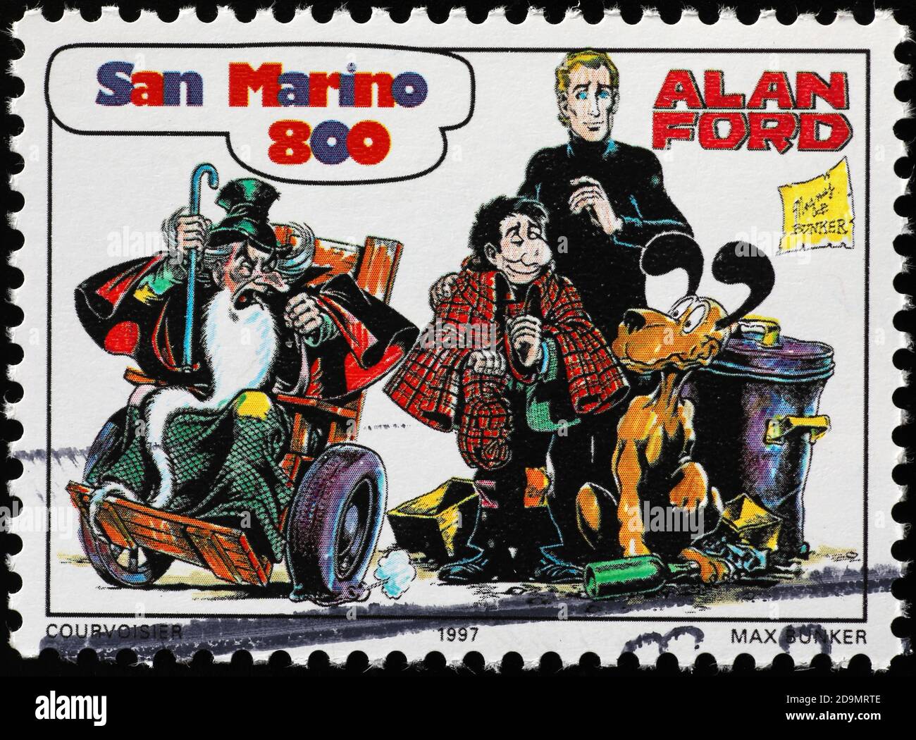 Italienische Karikatur Alan Ford auf Briefmarke Stockfoto