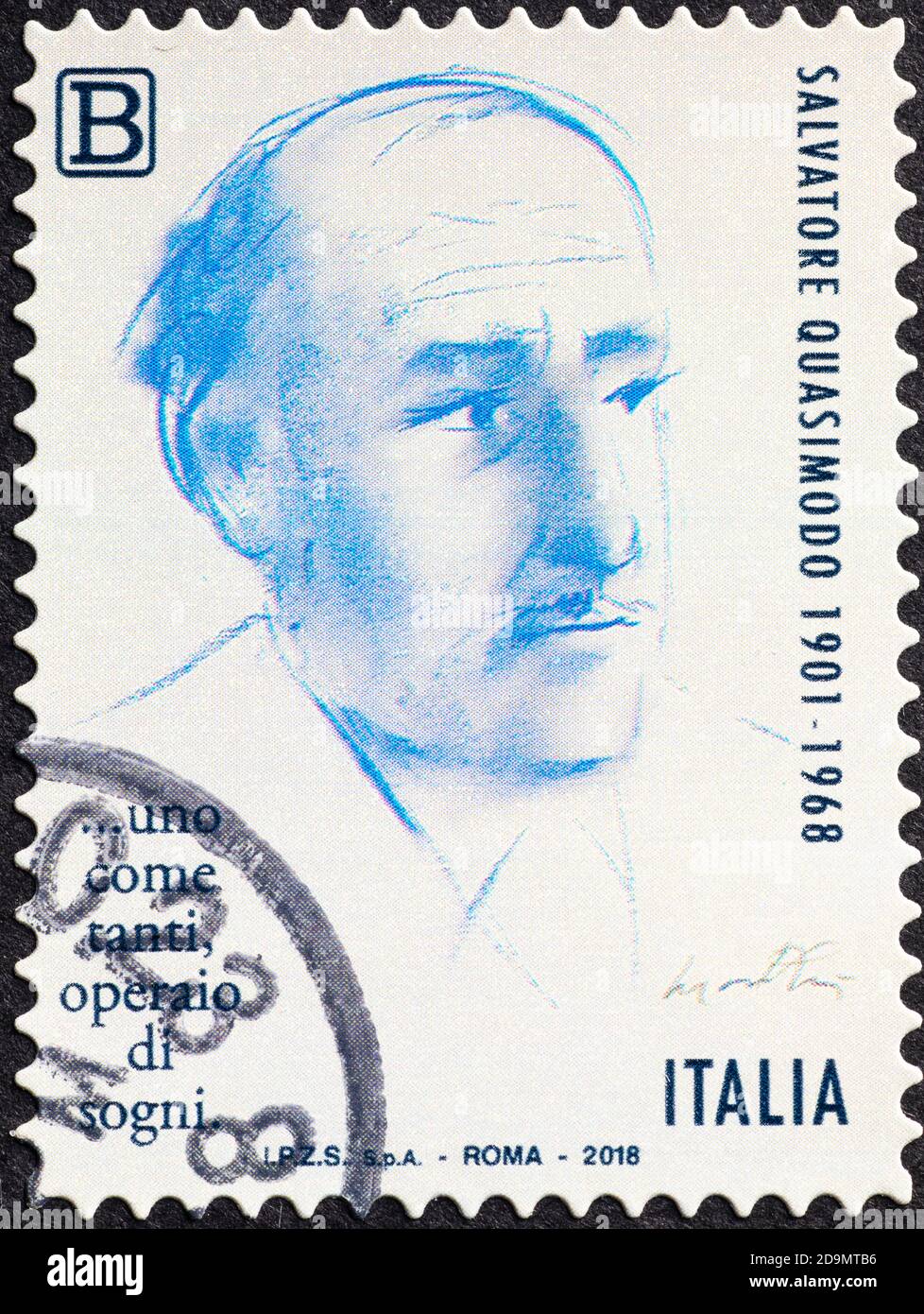 Italienischer Dichter Salvatore Quasimodo auf Briefmarke Stockfoto