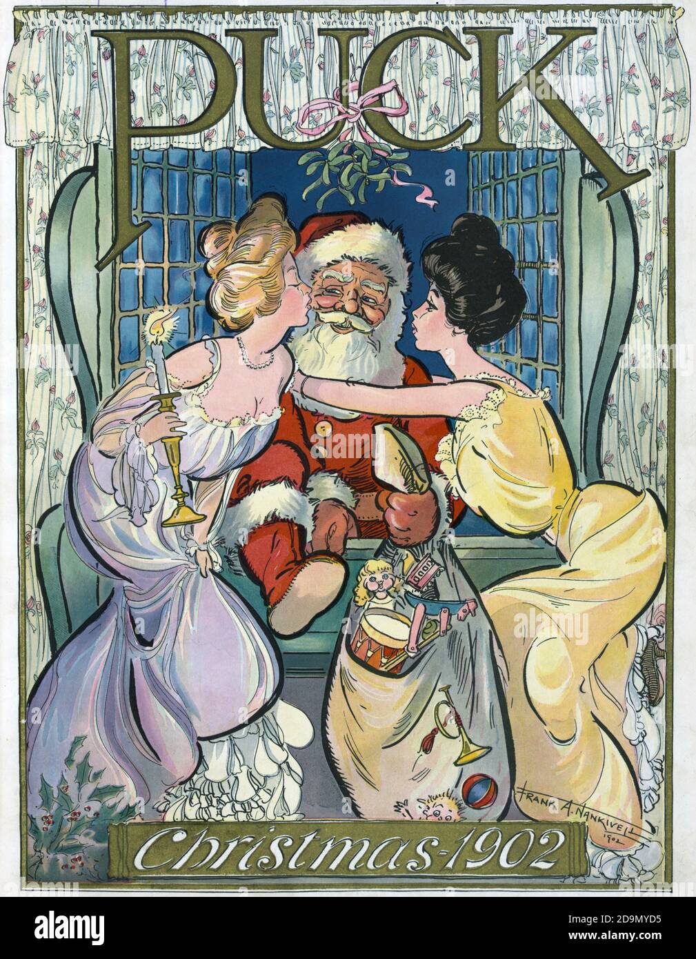 PUCK Magazine - Weihnachtsmann - Alte Christchurchkarten-Illustration im Vintage-Stil Stockfoto