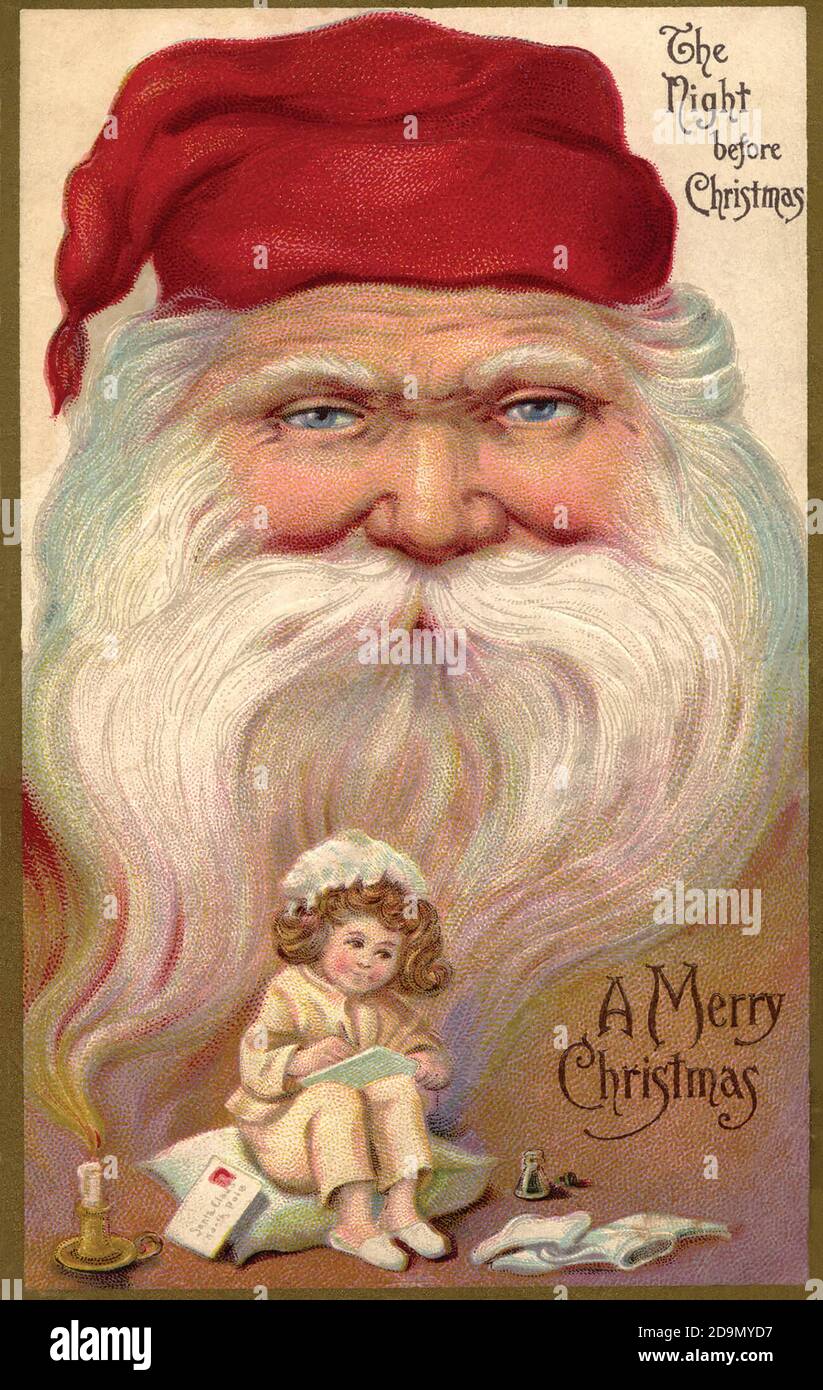 Weihnachtsmann - Alte Christchas-Karte Illustration im Vintage-Stil Stockfoto